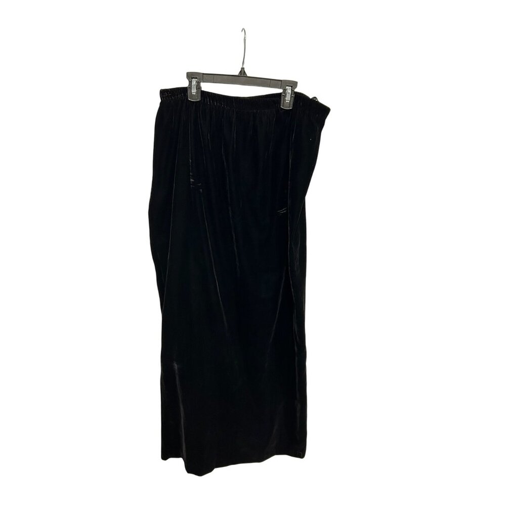 Vintage Patra Black Velvet Womens Pull On Maxi Skirt With Elastic Waist Sz 14
